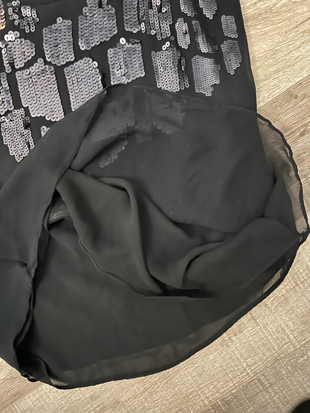 Miss Me Black 100% silk Tank Top with Sequin Accents size M - Picture 4 of 7